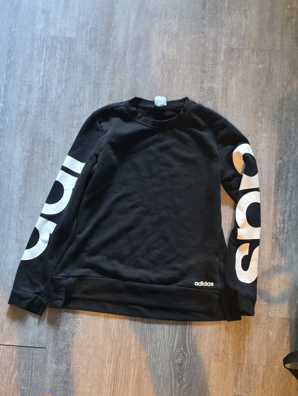 adidas Black Crewneck Sweatshirt with White Sleeve Logo